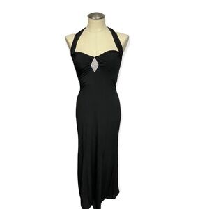 Jessica McClintock Gunne Sax Black Halter Rhinestone Gown 7 8